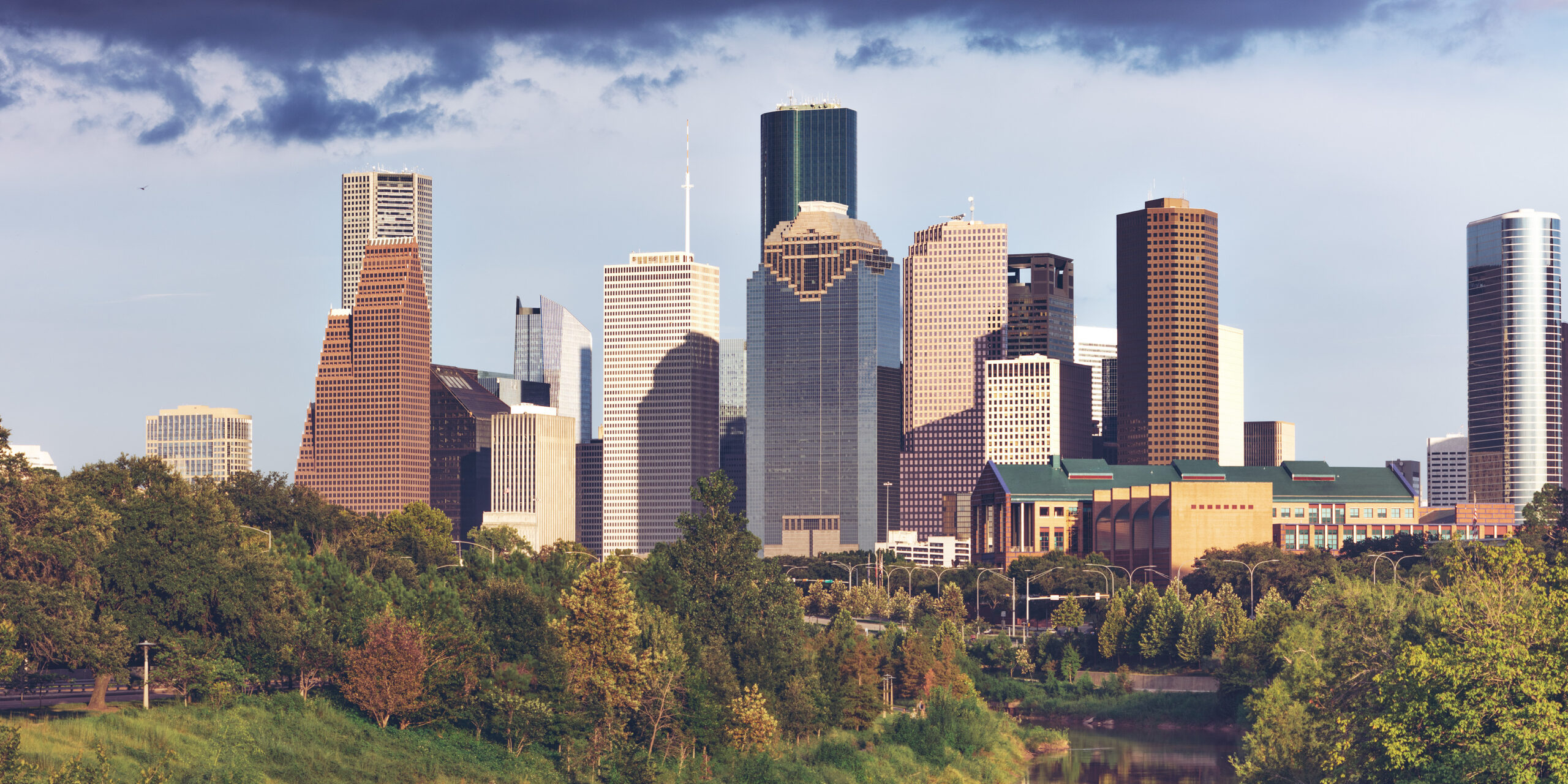 Downtown Houston skyline at dusk