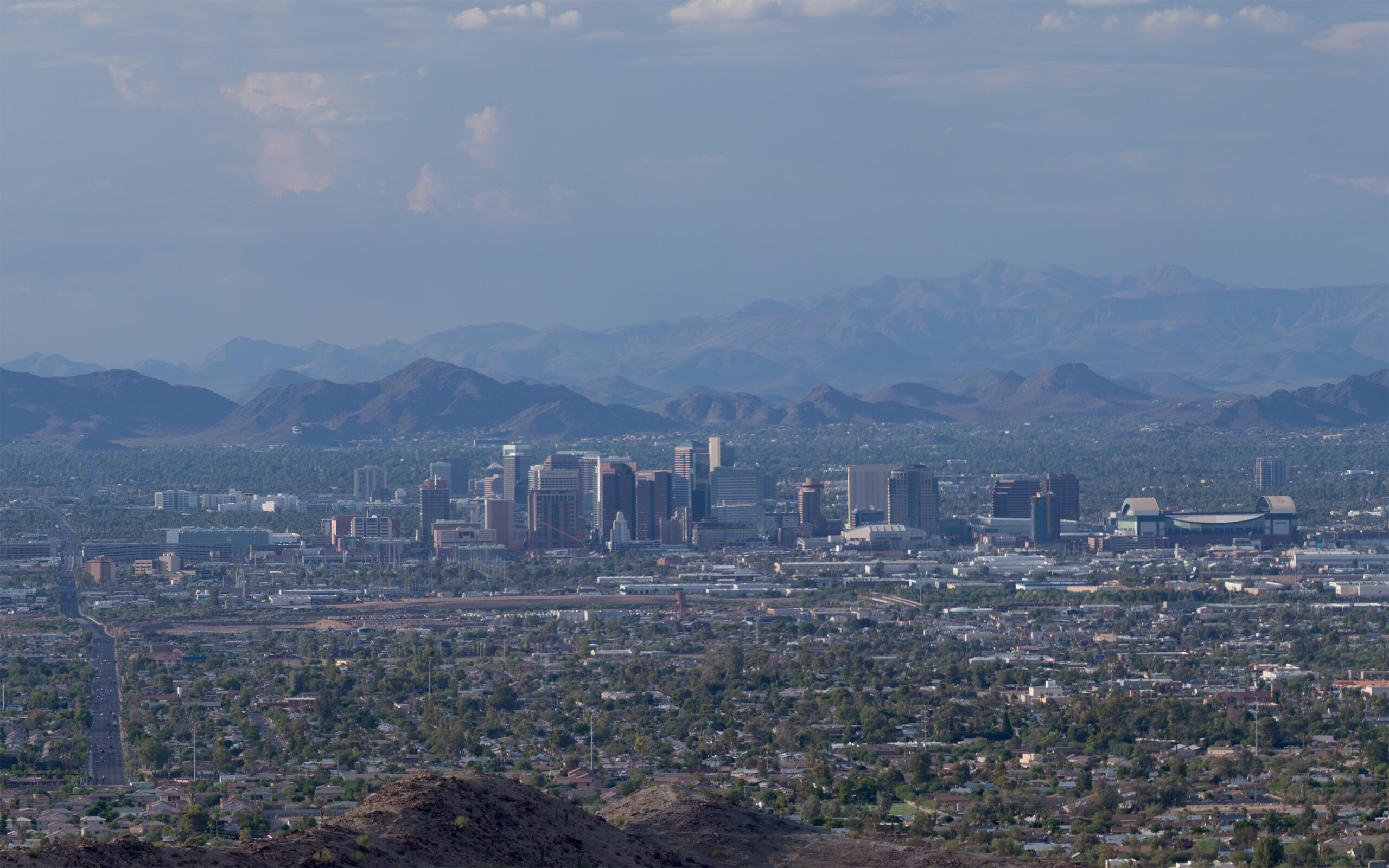 Downtown Phoenix skyline viewed from South Mountain, Arizona